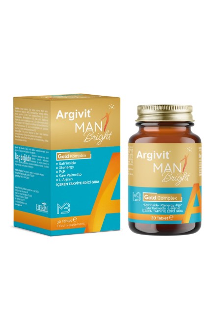 Argivit Man Bright Gold Kompleks - Biotin, Niasin, Çinko (SAFR’İNSİDE, XTENERGY) Takviye Edici 30 Tablet