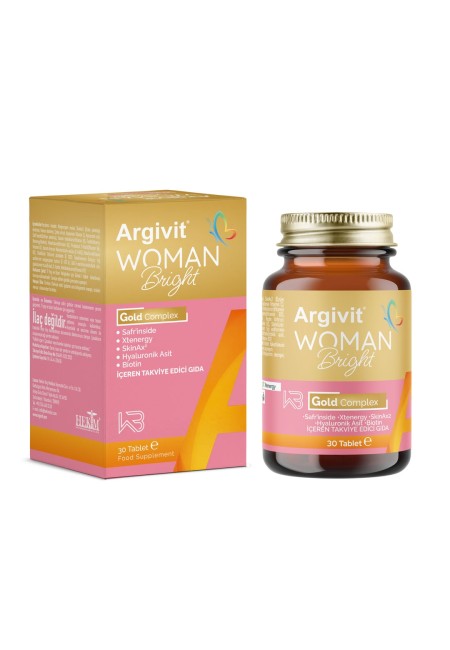 Argivit Woman Bright Gold Kompleks - Biotin, Niasin, Çinko (SAFR’İNSİDE, XTENERGY) Takviye Edici 30 Tablet