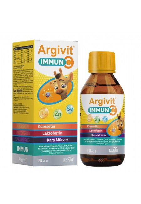 Argivit Immun C Şurup - Kara Mürver, C Vitamini, Çinko, Kuersetin, Laktoferrin Içeren Şurup 150 ml