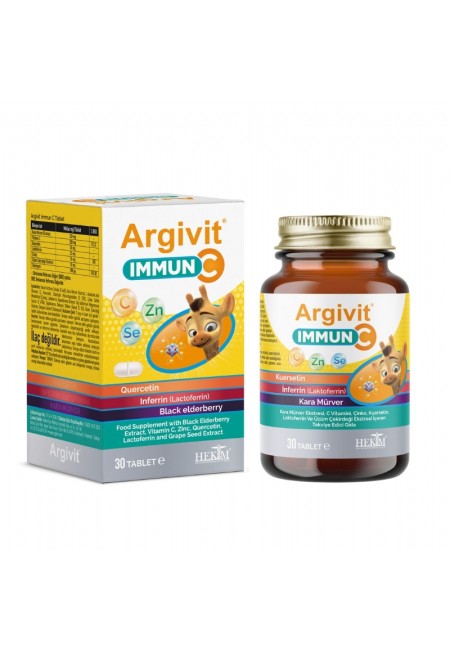 Argivit Immun C Tablet - Kara Mürver, C Vitamini, Çinko, Kuersetin, Laktoferrin 30 Tablet