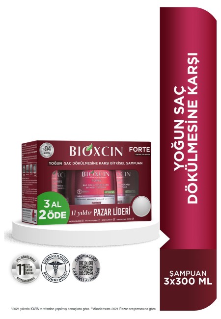 Bioxcin Forte Yoğun Saç Dökülmesine Karşı Şampuan – 3x300 ML