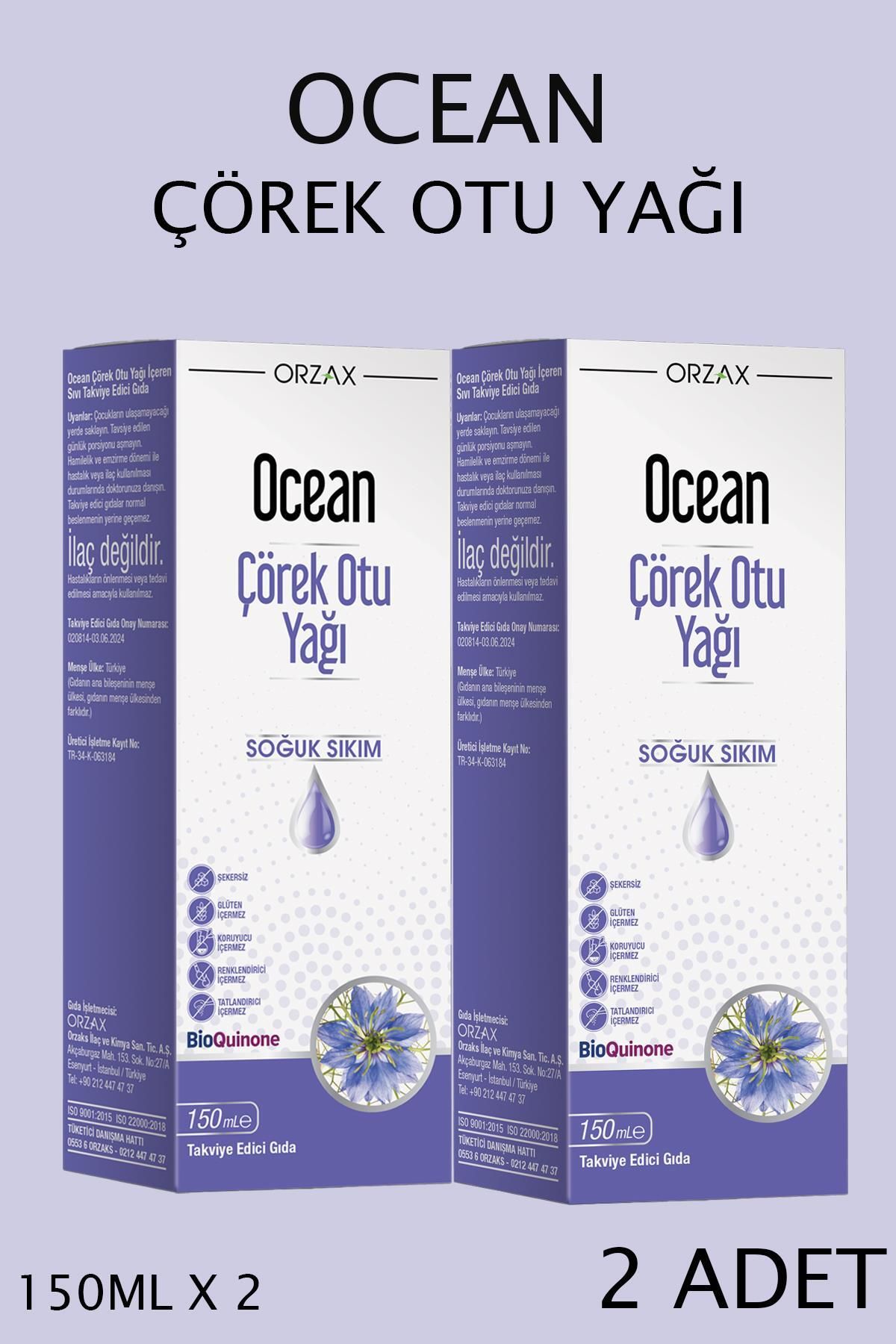 Ocean Çörek Otu Yağı Soğuk Sıkım 150 ml 2 ADET